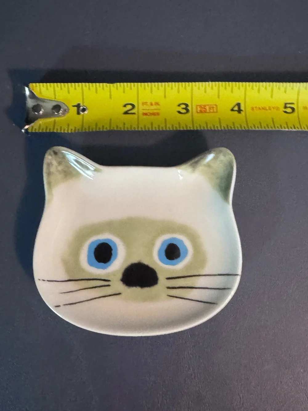Ecoute! Minette Blue-Eyed Cat Face Ceramic Trinket Dish Ring Holder